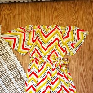 Ces Femme Bohemian Maxi long Dress Yellow Orange Striped